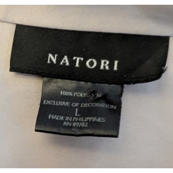 Women's Natori Pink With White Trim Satin Button Up Nightgown Size L EUC Luxury - Picture 2 of 4